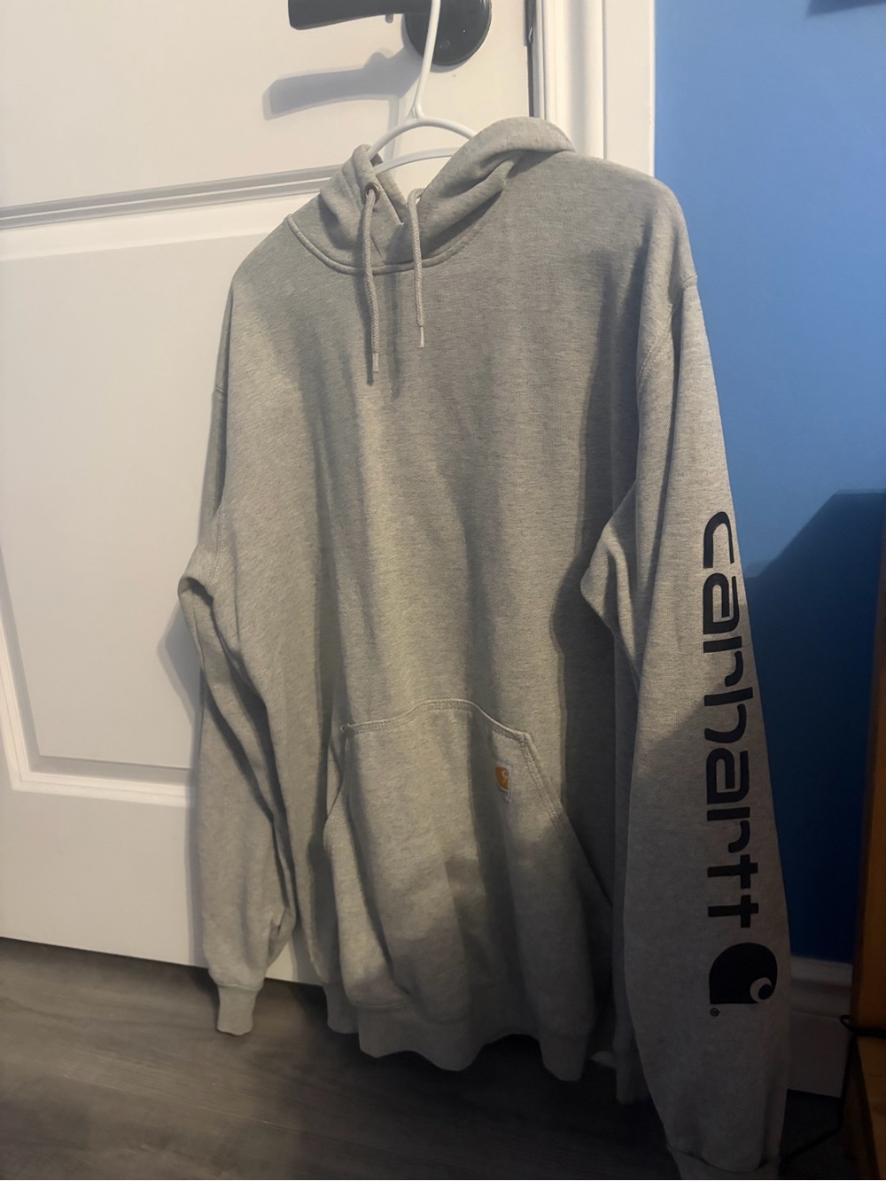 Carhartt Gray Pullover Hoodie with Sleeve Logo